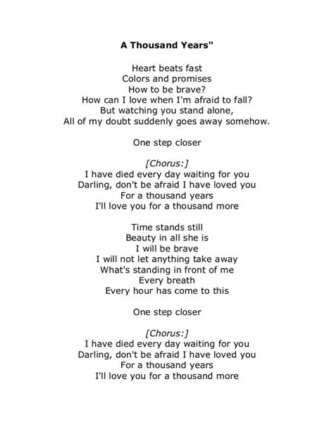 thousand years lyrics